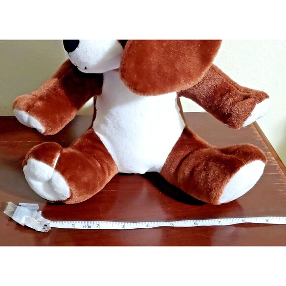 Brown & White Puppy Dog Plush Embroidered Eyes Progressive Plush Clane 10" Soft - Picture 8 of 8
